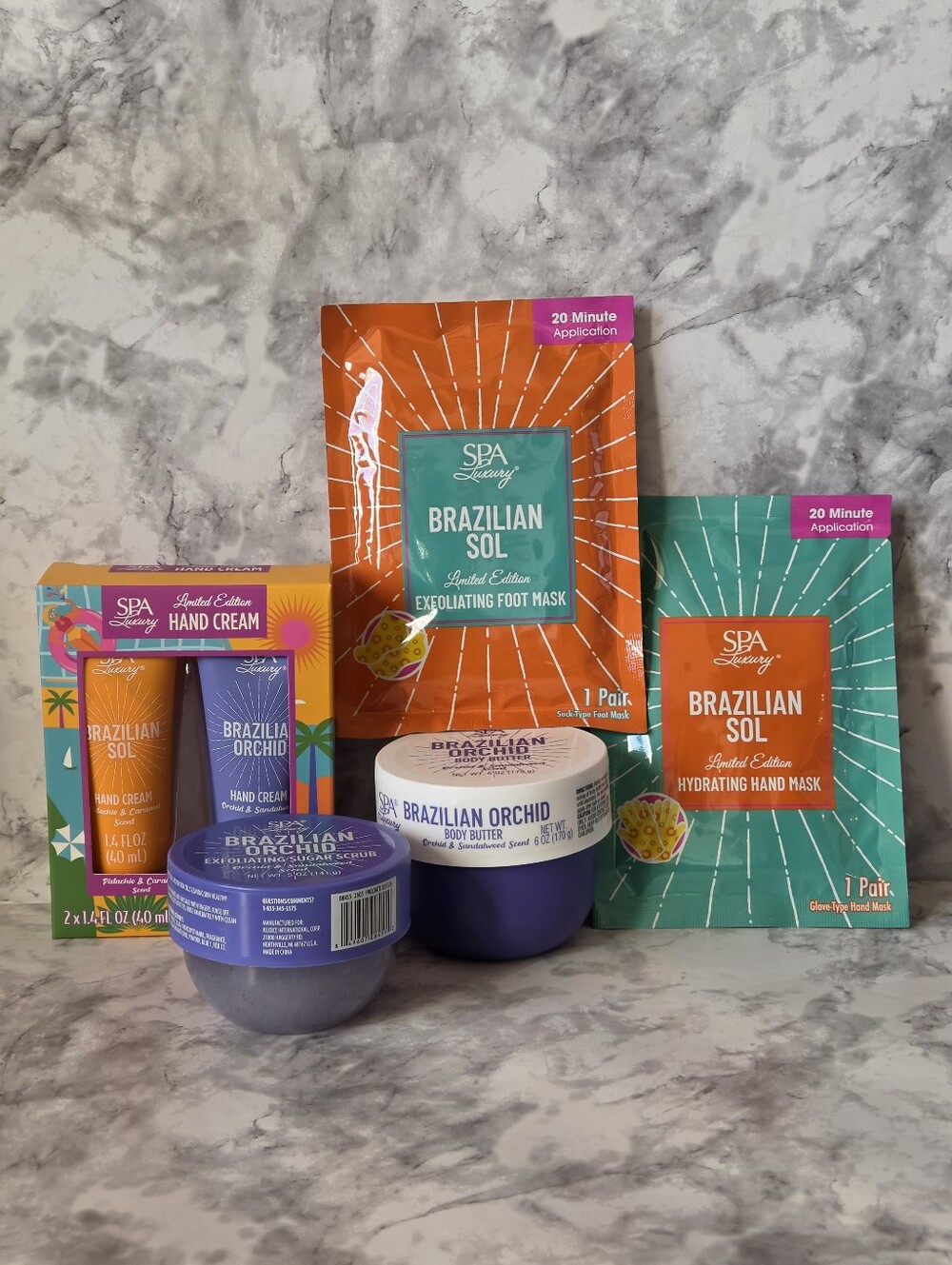 Brazilian Orchid & Sol Set - Hand Cream, Body Butter, Body Scrub, Hand,Foot Mask
